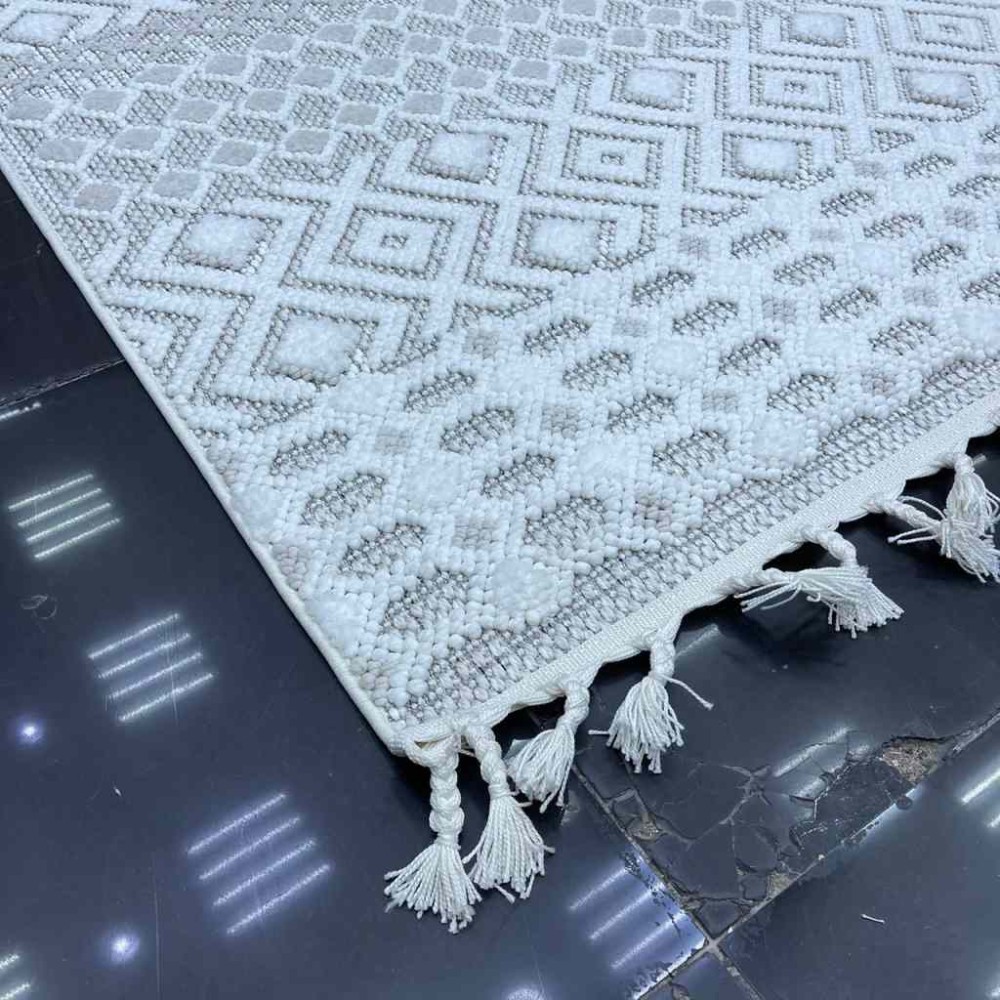 سجاد خيش برسيكتيو تركي OE624A كريم بيج مقاس 80*150