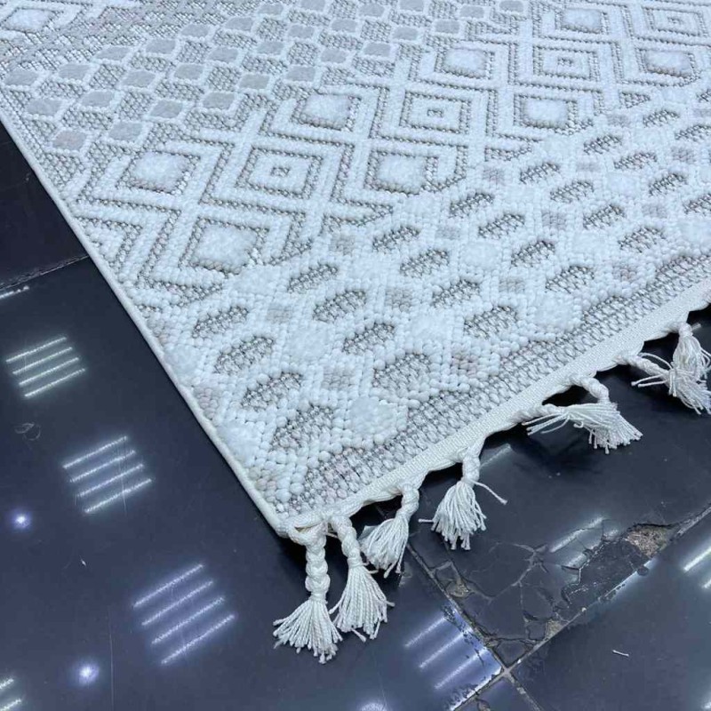سجاد خيش برسيكتيو تركي OE624A كريم بيج مقاس 80*150