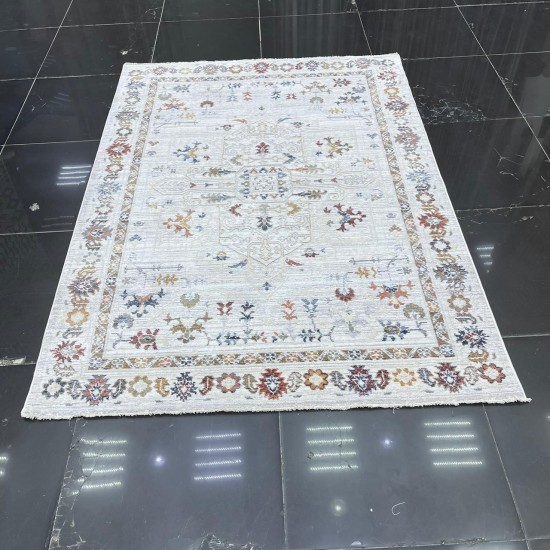 Turkish Bohemian Crystal Carpet DG198A Cream Color Size 150*220