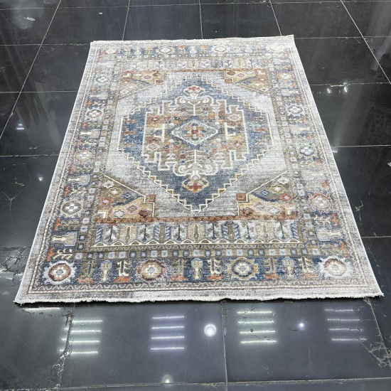 Turkish Bohemian Crystal Carpet OA034A Light Gray Color Size 120*170