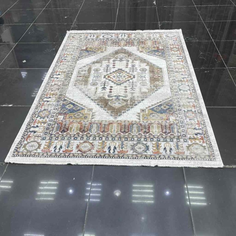 سجاد بوهيمي كريستال تركي OA034A لون كريم  مقاس 80*150