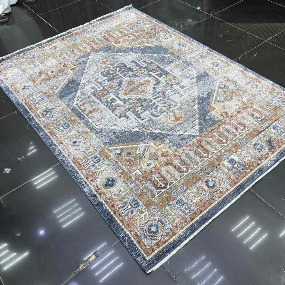 سجاد بوهيمي كريستال تركي OA034A لون ازرق مقاس 200*300