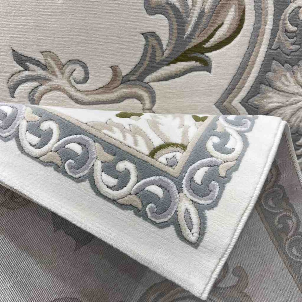 سجاد تركي داليا نقش فرنسي تركي 9769A كريم سماوي مقاس 50*80