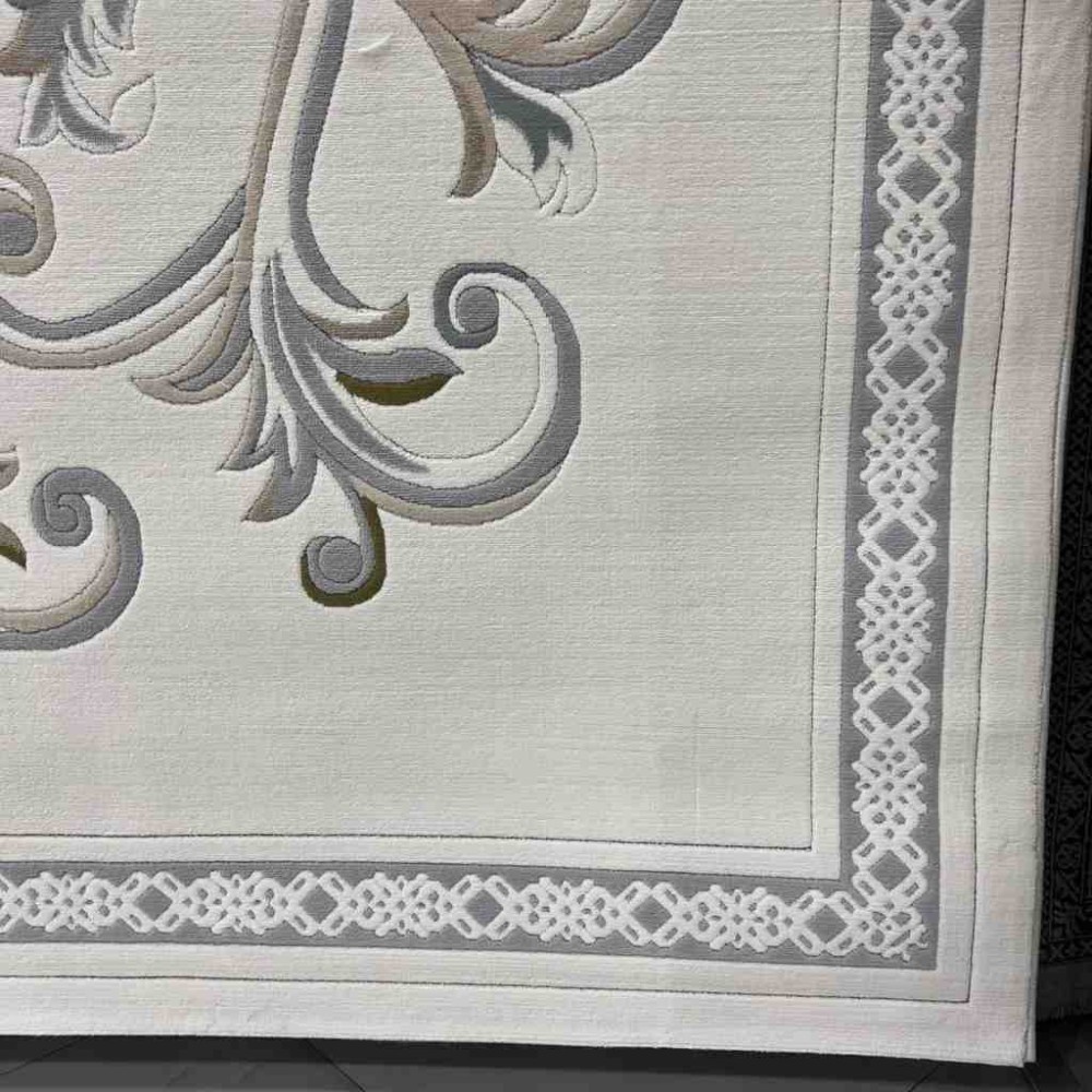 سجاد تركي داليا نقش فرنسي تركي 9771A كريم سيلفر مقاس 50*80