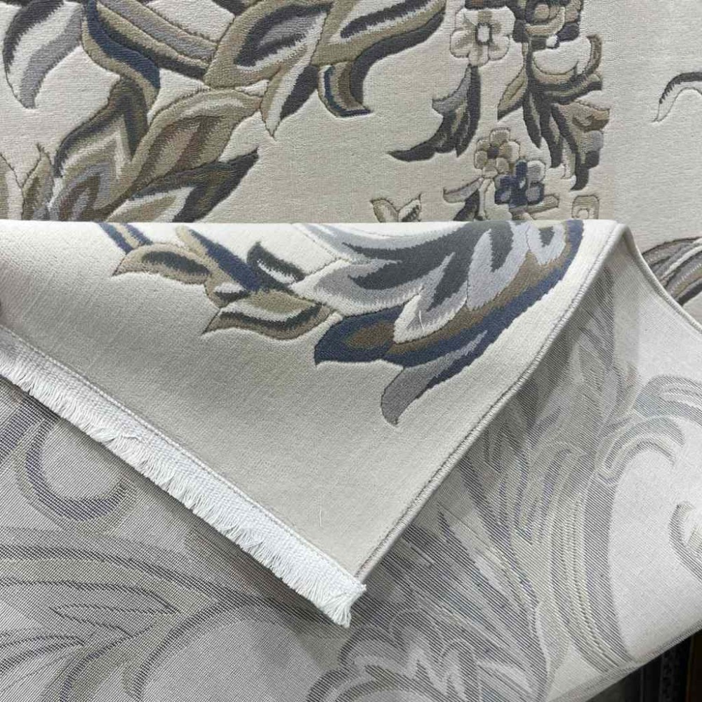 سجاد تركي اناقة نقش فرنسي J941DC كريم سماوي مقاس 50*80