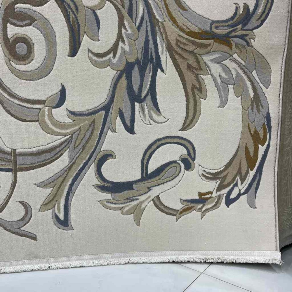 سجاد تركي اناقة نقش فرنسي J941DC كريم رصاصي مقاس  250*350