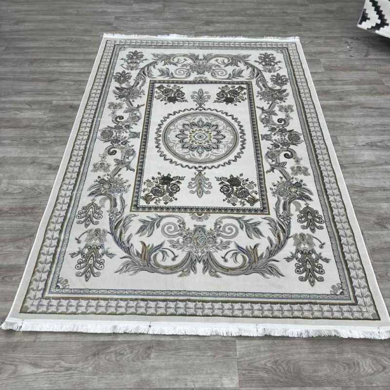 سجاد شرقي اليزا نقش ايراني تركي A6169A بيج ازرق فاتح مقاس 100*200