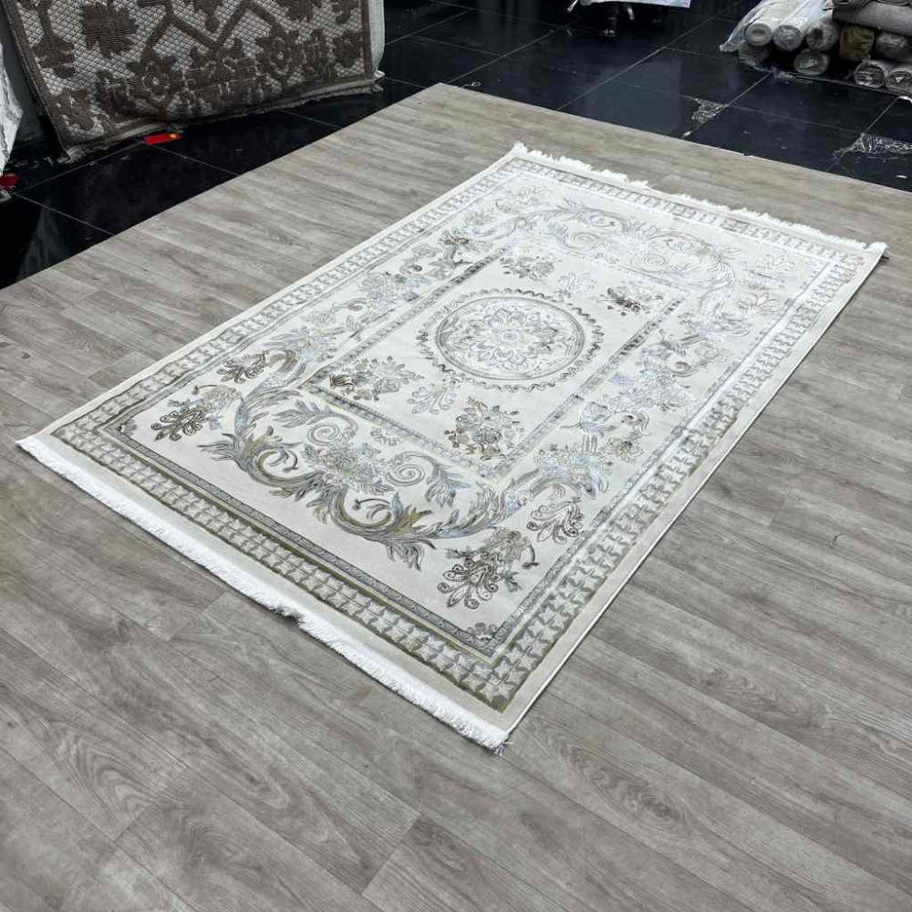 سجاد شرقي اليزا نقش ايراني تركي A6169A بيج ازرق فاتح مقاس 100*200