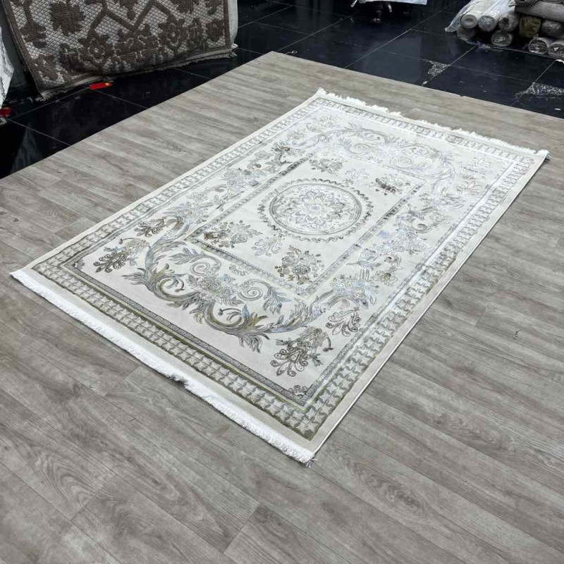 سجاد شرقي اليزا نقش ايراني تركي A6169A بيج ازرق فاتح مقاس 100*200