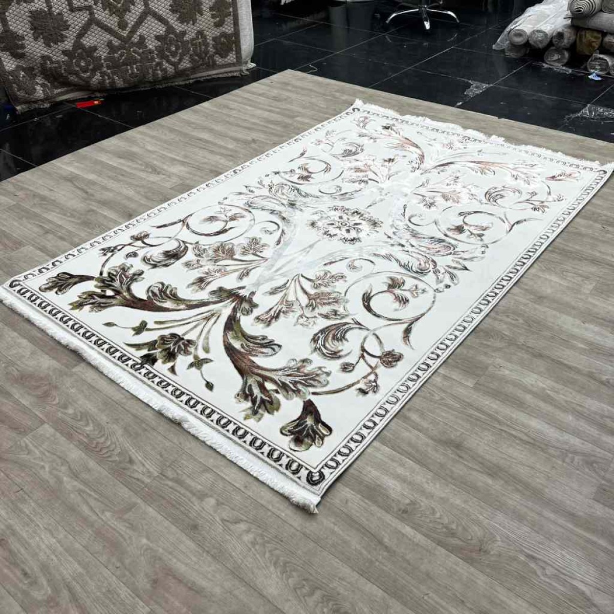 سجاد تركي اليزا نقش فرنسي تركي A6169A كريم ذهبي مقاس 300*400