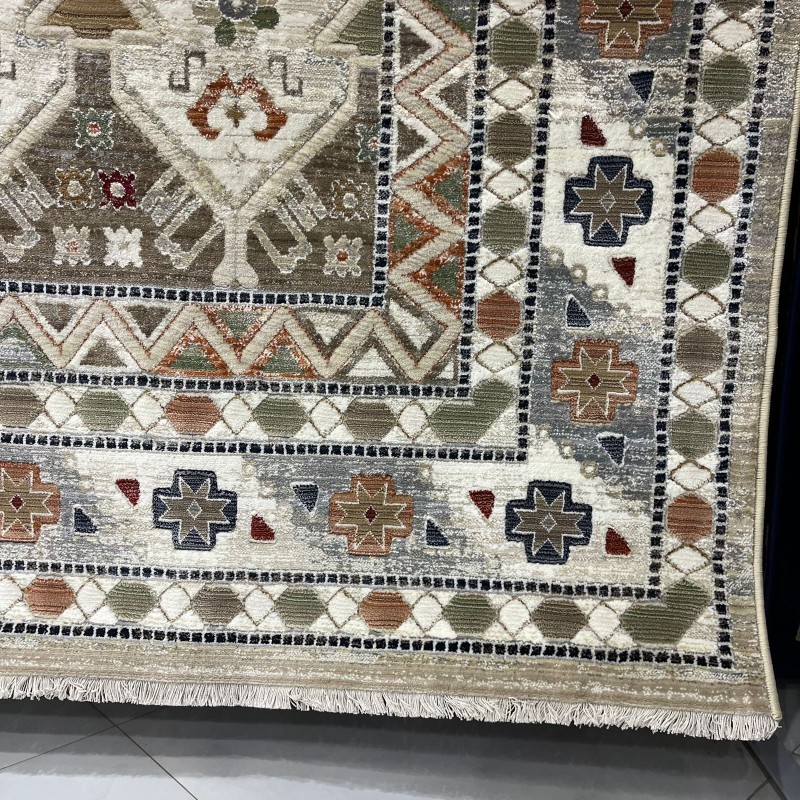 سجاد ليفون بوهيمي تركي L6952 بيج D84949 مقاس 80*150 - سجاد بوهيمي