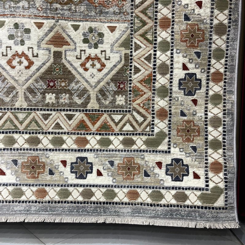 سجاد ليفون بوهيمي تركي L6952 رصاصي D84747 مقاس 80*150 - سجاد بوهيمي