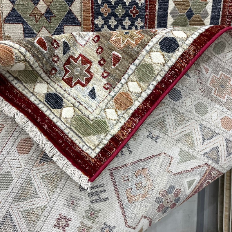 سجاد ليفون بوهيمي تركي L6952 احمر D84X9X مقاس 100*300 - سجاد بوهيمي