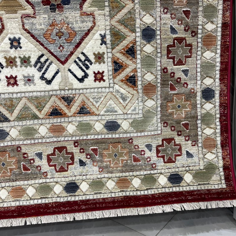 سجاد ليفون بوهيمي تركي L6952 احمر D84X9X مقاس 100*300 - سجاد بوهيمي