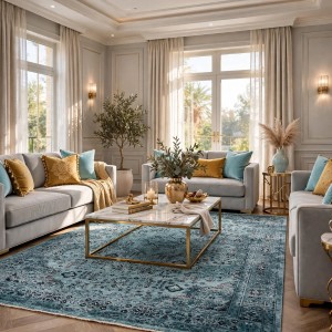 سجاد لونا بوهيمي تركي OE72C اكوا مقاس 250*350