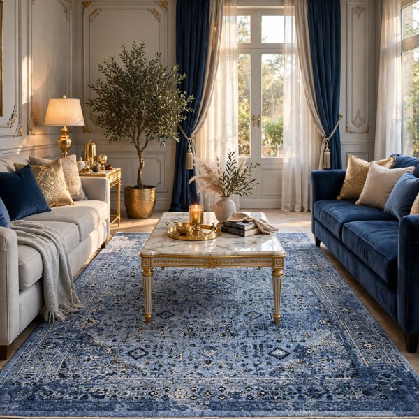سجاد لونا بوهيمي تركي OE72C سماوي مقاس 250*350