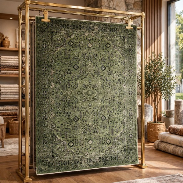 سجاد فخم لونا بوهيمي تركي OE72C اخضر مقاس 300*400
