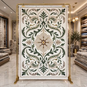 سجاد ميرا نقش فرنسي تركي SRC40A كريم اخضر مقاس 150*220