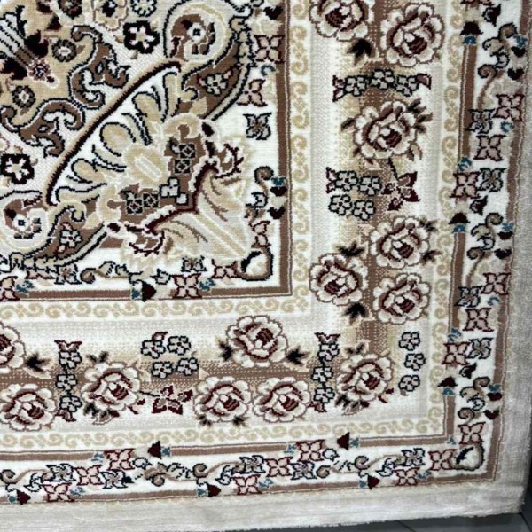 سجاد تركي سوبر مليون 3658D لون كريم مقاس 150*220