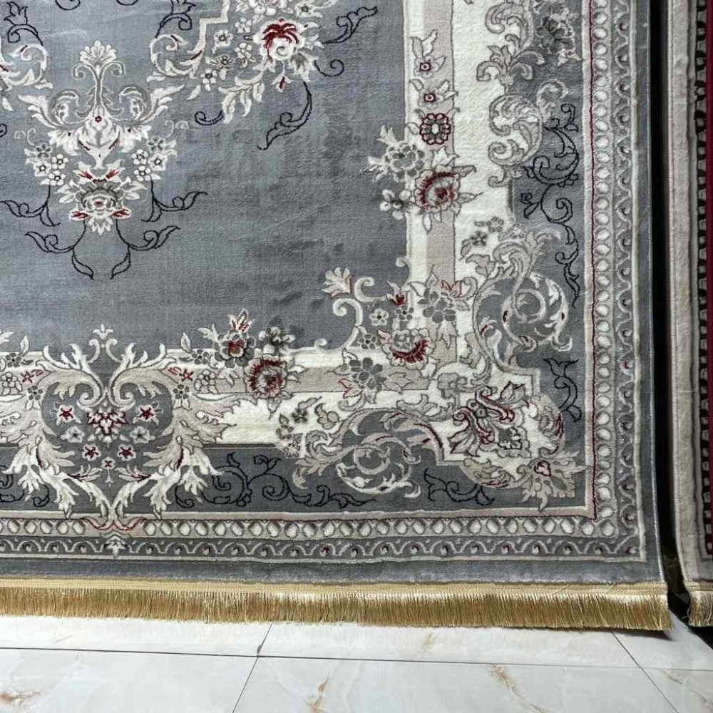 سجاد تركي حرير N232A رصاصي مقاس 100*300