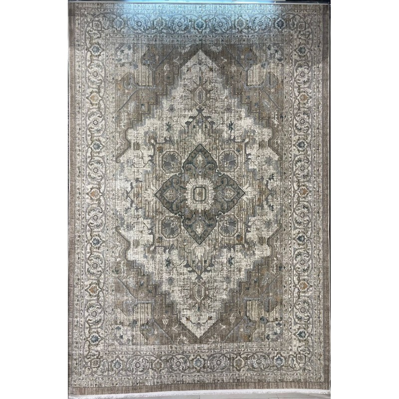سجاد بوهيمي تركي مراكش F0560A بيج ابيض مقاس 100*300