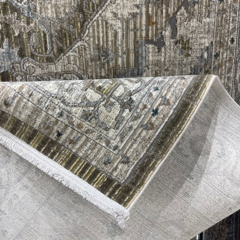 سجاد بوهيمي تركي مراكش F0560A اخضر ابيض مقاس 120*170