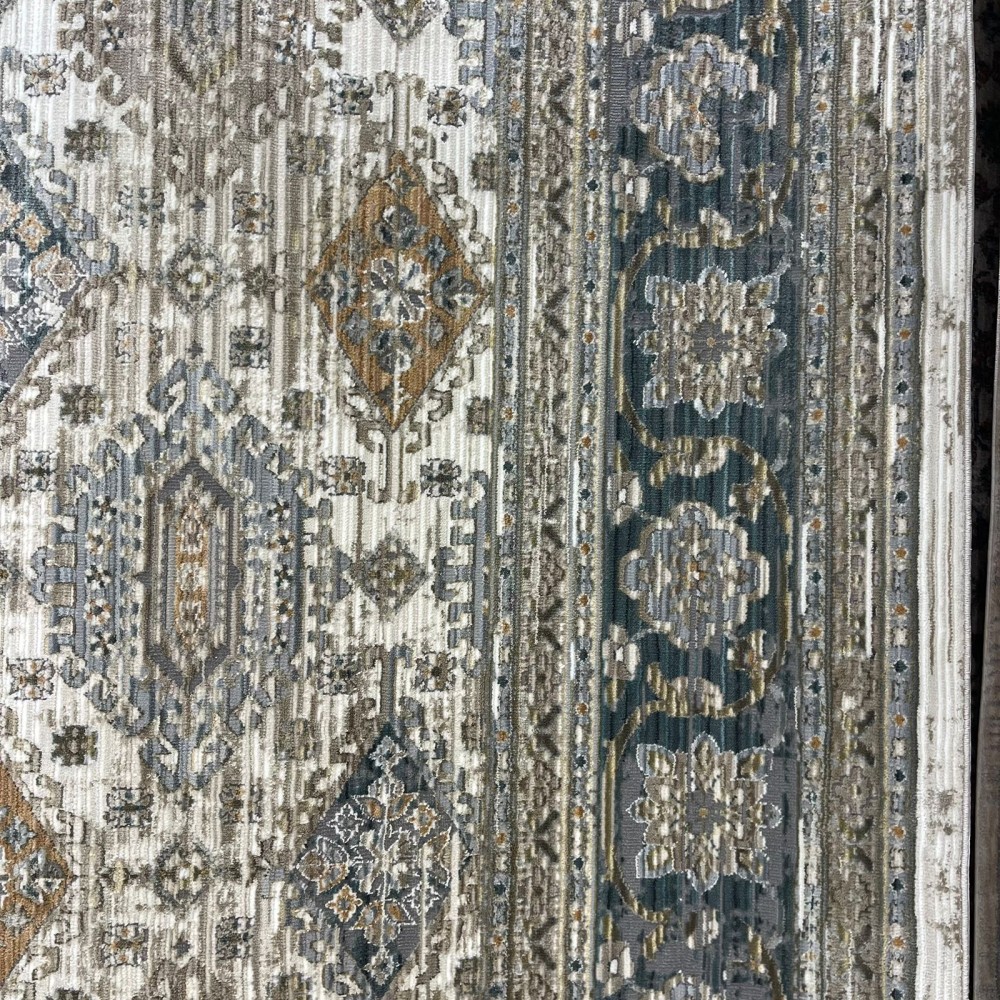 سجاد بوهيمي تركي مراكش X0744D ابيض سماوي مقاس 150*220