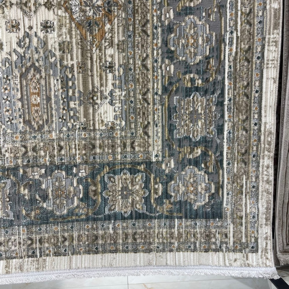 سجاد بوهيمي تركي مراكش X0744D ابيض سماوي مقاس 150*220