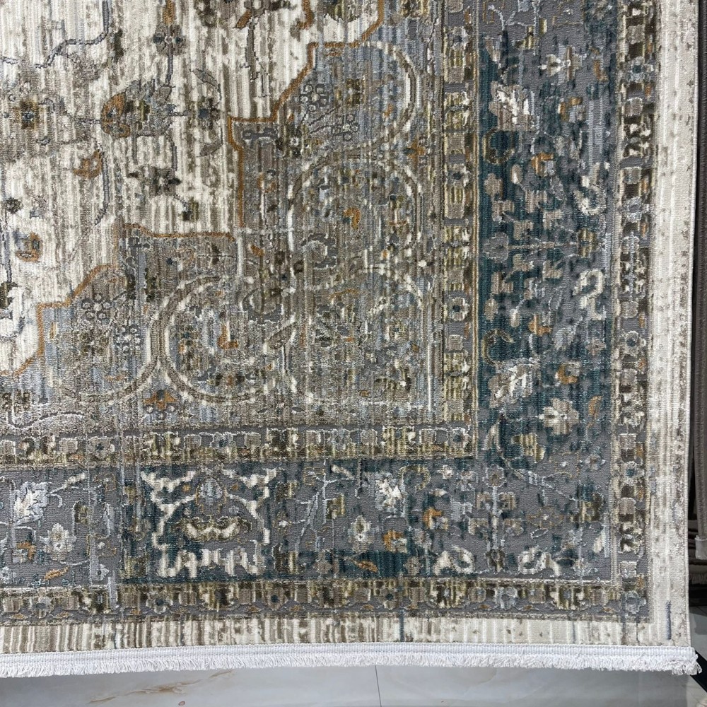 سجاد بوهيمي تركي مراكش X0750A ابيض رصاصي مقاس 150*220