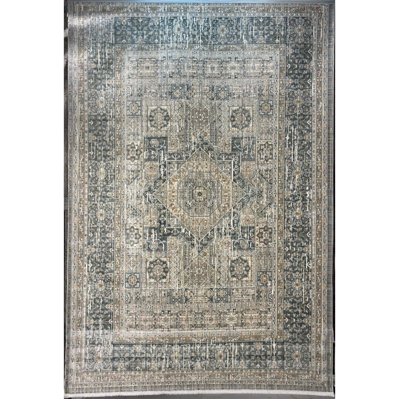 سجاد بوهيمي تركي مراكش X0752A ابيض سماوي مقاس 100*300