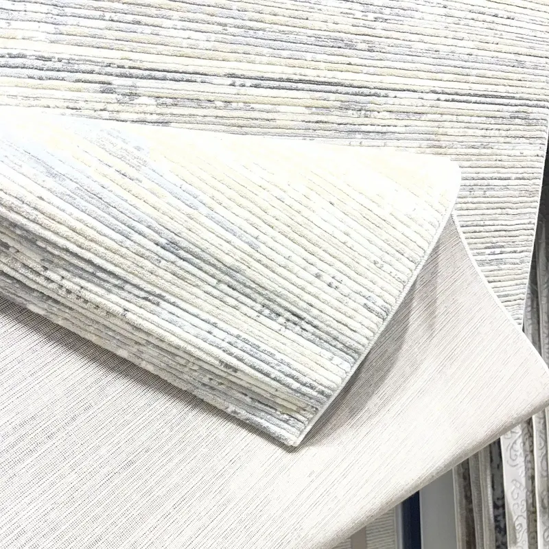 سجاد تركي محتشم 9684A كريم رصاصي فاتح مقاس 50*80 - سجاد مودرن