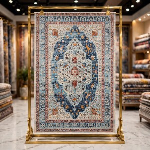سجاد بوهيمي تركي رادا KP81B كريم سماوي غامق مقاس 100*200