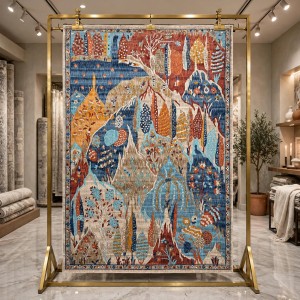 سجاد بوهيمي تركي رادا KR91A كريم سماوي غامق مقاس 250*350