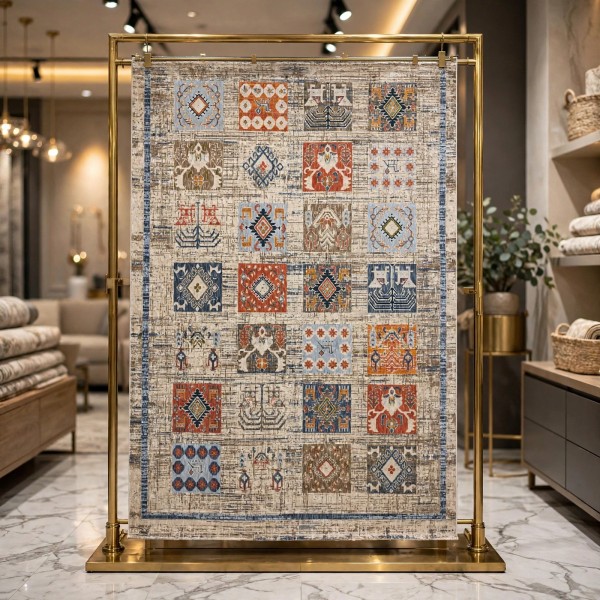 سجاد بوهيمي تركي رادا CB07G بيج مولتي روز مقاس 50*80