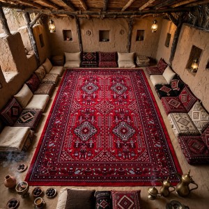 سجاد الهبه تركي سيلك نوماد B243A احمر كحلي مقاس 80*150