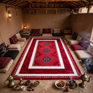 سجاد الهبه تركي سيلك نوماد B251A احمر كحلي مقاس 80*150