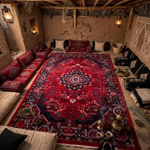 سجاد الهبه تركي سيلك نوماد B252A احمر كحلي مقاس 80*150