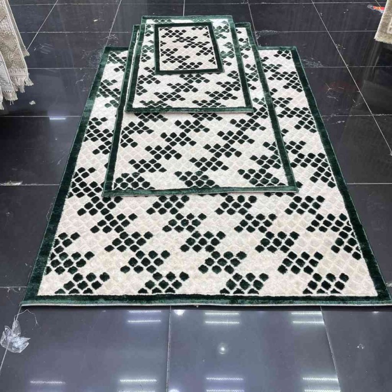 طقم ابو راكان اربع سجاد ستار حرير 1994 تركي اخضر مقاس 150*220+50*80+100*200+80*150