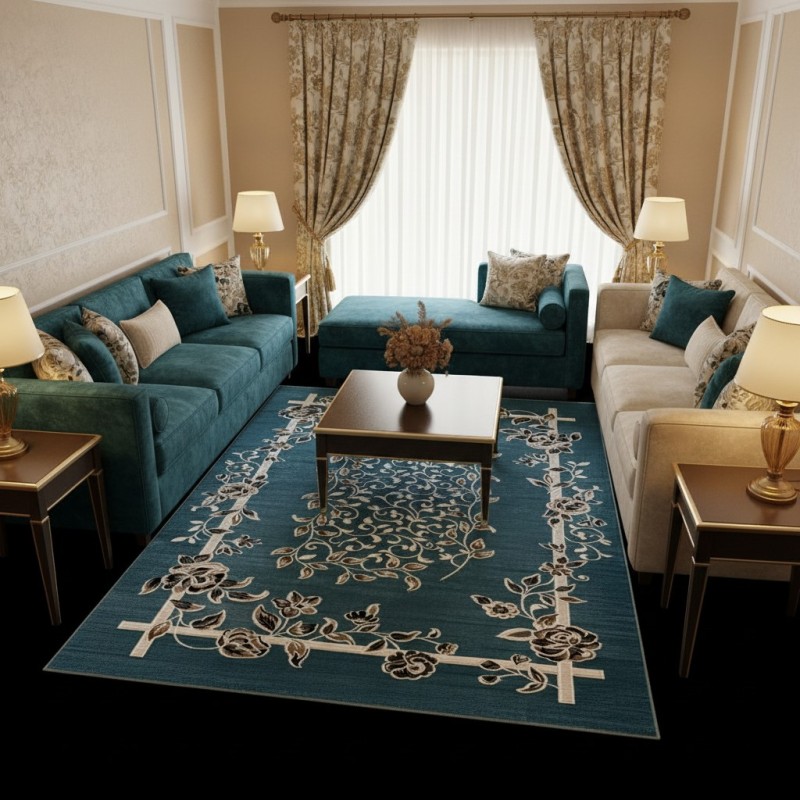 سجاد كلاسيك مالمو تركي S1019 سماوي مقاس 80*150