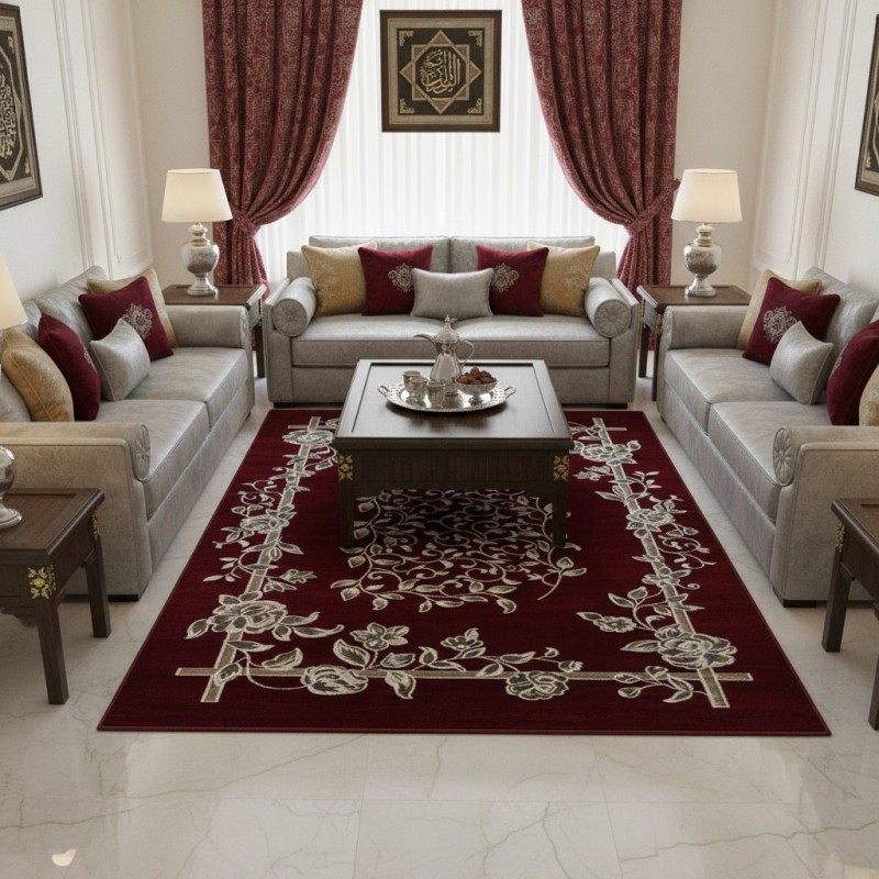 سجاد كلاسيك مالمو تركي S1019 عنابي مقاس 300*400