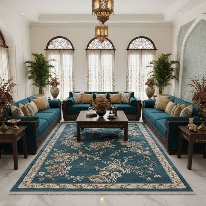 سجاد كلاسيك مالمو تركي S1020 سماوي مقاس 80*150