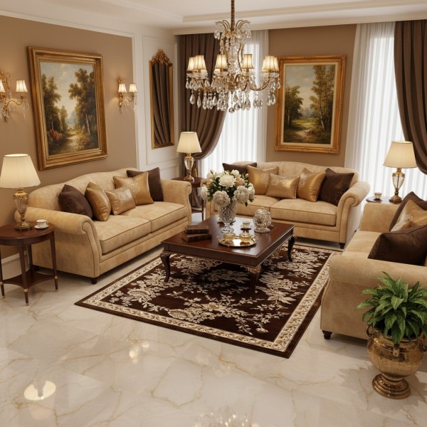 سجاد كلاسيك مالمو تركي S1020 كابتشينو مقاس 200*300