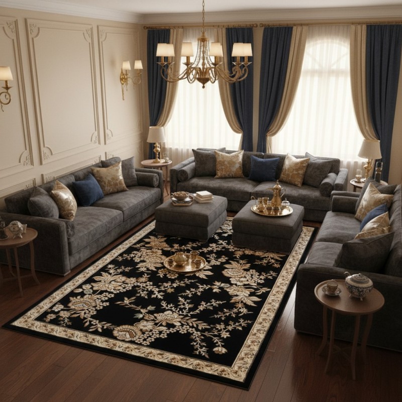 سجاد كلاسيك مالمو تركي S1020 كحلي مقاس 150*220