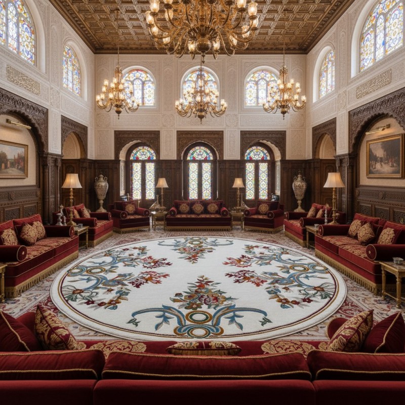 سجاد تركي سوبر الماني F498A كريم دايري مقاس 200*200