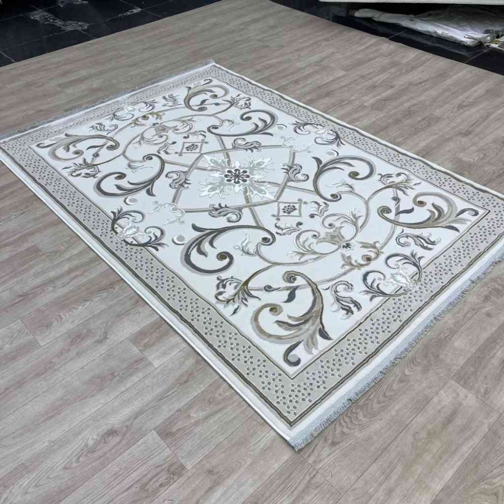 سجاد شرقي تاج نقش ايراني تركي 36023A كريم بيج مقاس 100*200