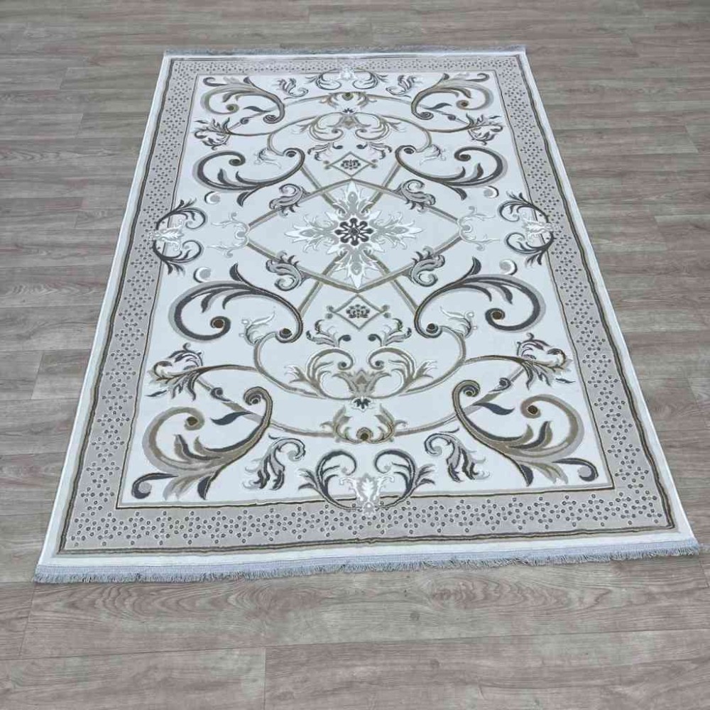 سجاد شرقي تاج نقش ايراني تركي 36023A كريم بيج مقاس 100*200