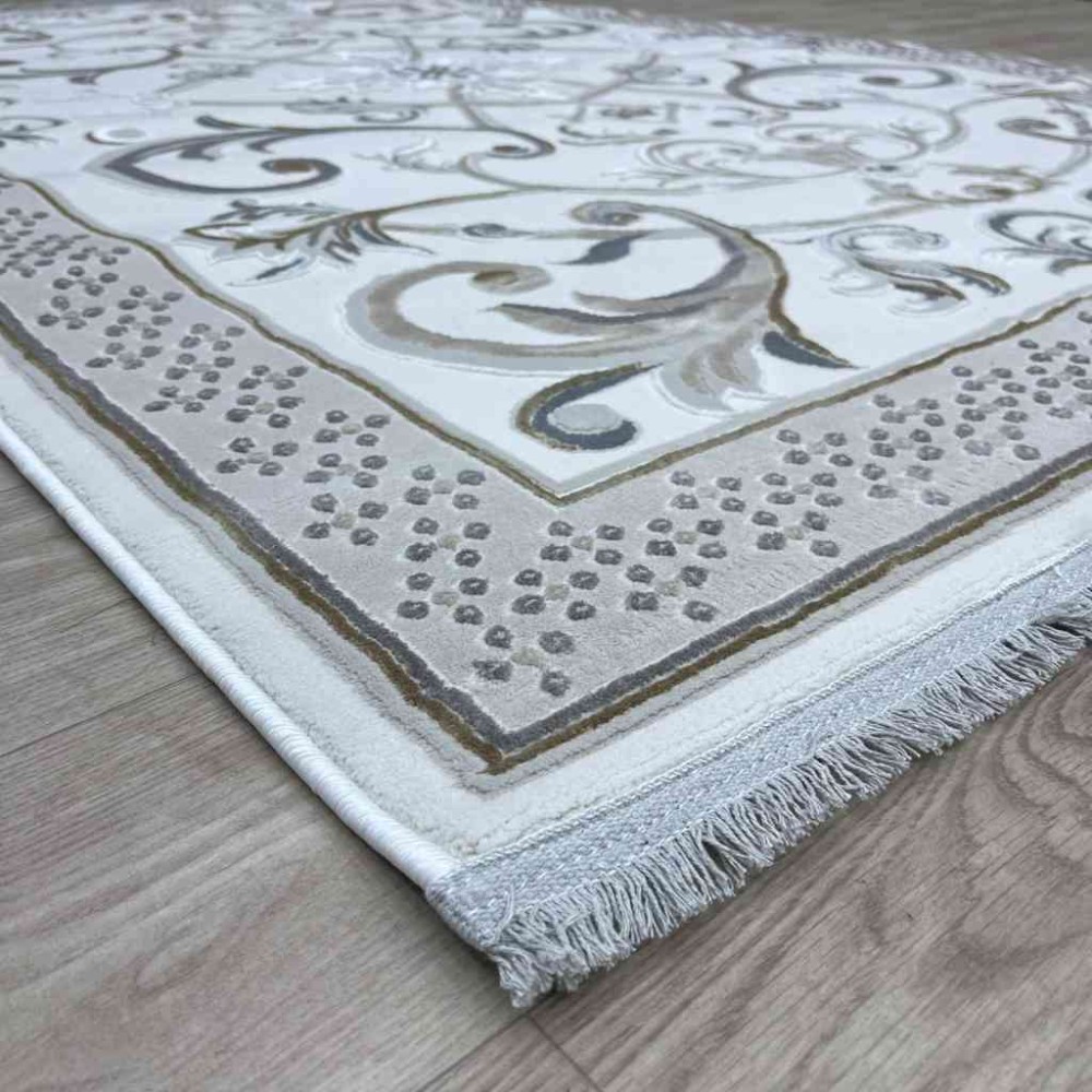 سجاد شرقي تاج نقش ايراني تركي 36023A كريم بيج مقاس 100*200