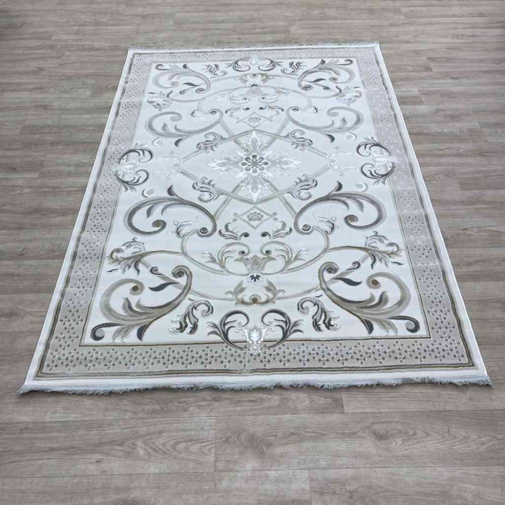 سجاد شرقي تاج نقش ايراني تركي 36023A كريم بيج مقاس 100*200