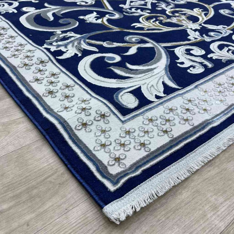 سجاد شرقي تاج نقش ايراني تركي 36023A كحلي مقاس 250*350