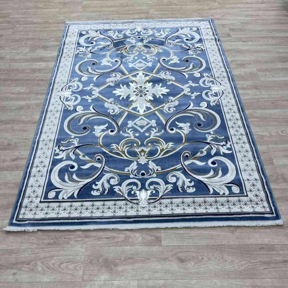 سجاد شرقي تاج نقش ايراني تركي 36023A سماوي مقاس 100*200